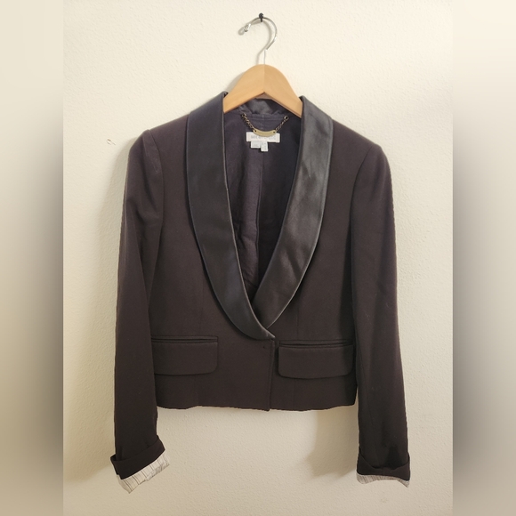 See By Chloe Women's Tuxedo Jacket Classic Blazer Black‎ Satin Collar US Size 6 - Picture 1 of 14